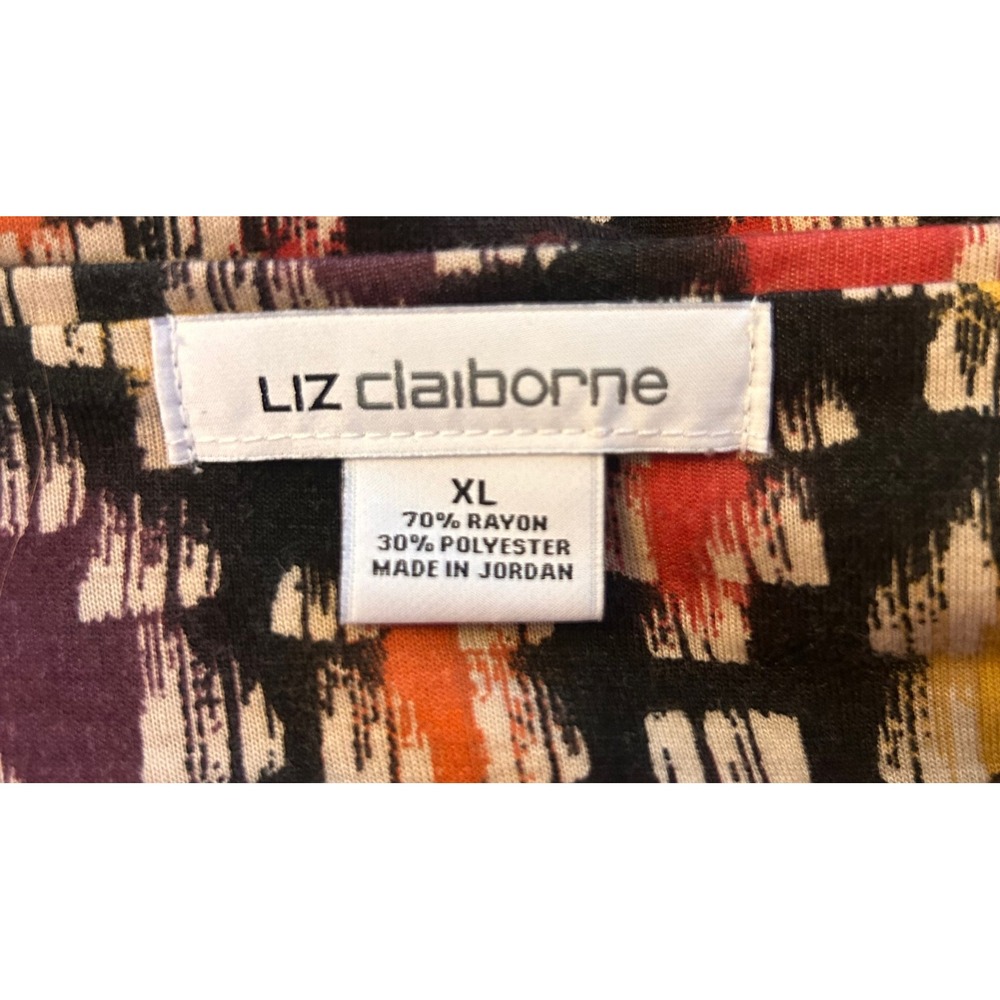 Liz Claiborne Blouse Womens XL Multicolor Abstract‎ Casual Chic Stretch Office - Picture 5 of 5